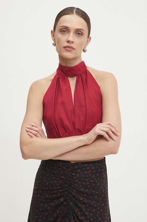 Answear Lab top de in culoarea bordo, neted