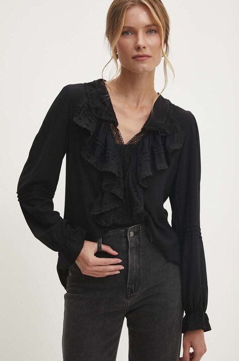 Блуза Answear Lab в черно с апликация