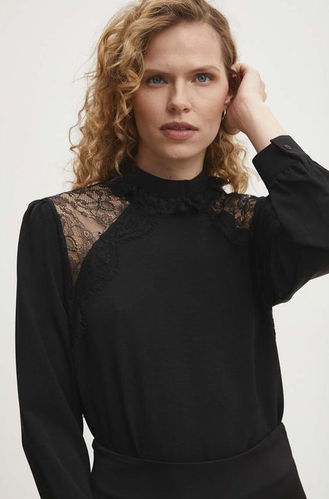 Halenka Answear.LAB dámská, černá barva, hladká