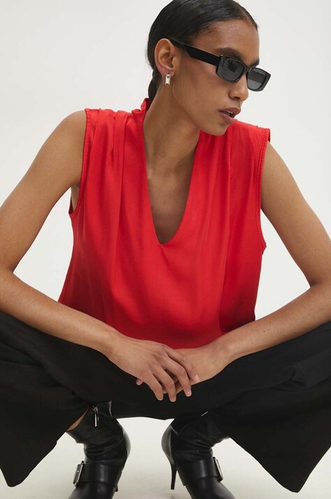 Answear Lab bluza femei, culoarea rosu, neted