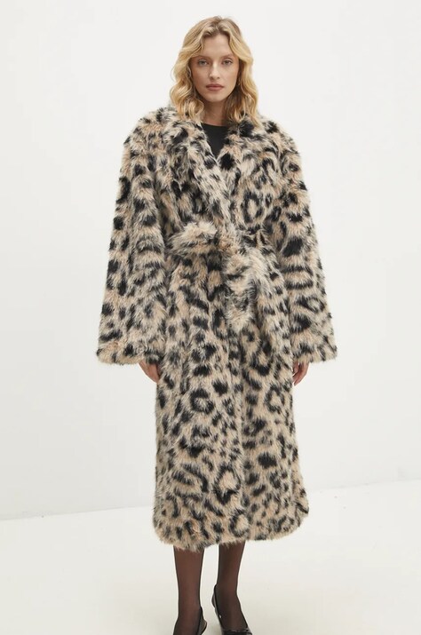 Answear Lab palton femei, culoarea bej, de tranzitie, oversize