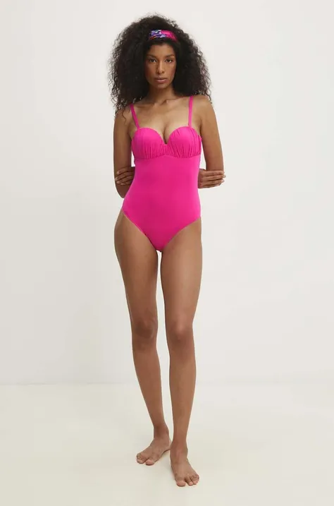 Jednodijelni kupaći kostim Answear Lab boja: ružičasta, čvrste košarice