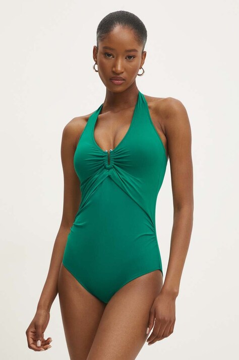 Answear Lab costum de baie dintr-o bucată culoarea verde, cupa usor rigidizata