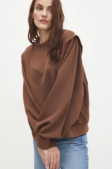 Answear Lab bluza femei, culoarea maro, neted