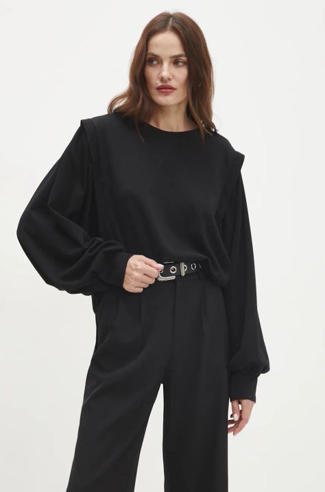 Answear Lab bluza femei, culoarea negru, neted