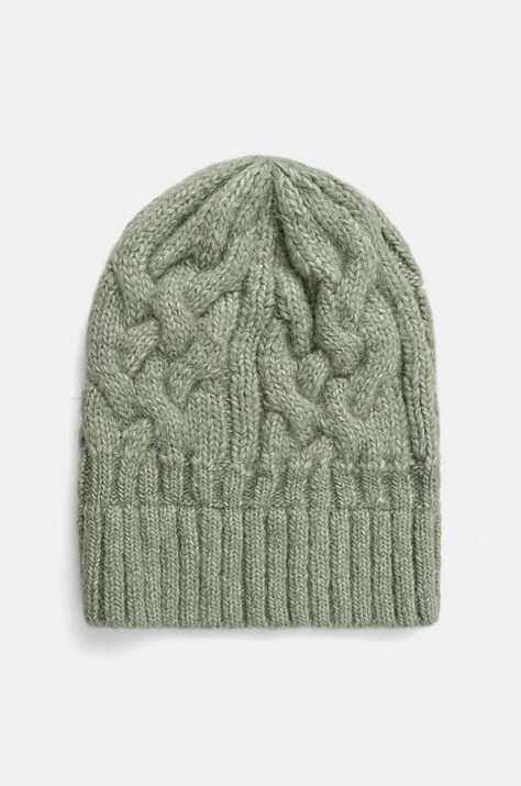 Шапка с шерстью Answear.LAB цвет зелёный из толстого трикотажа