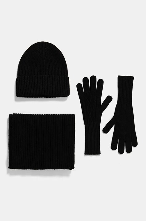 Answear Lab compleu culoarea negru, de lana, din tesatura neteda