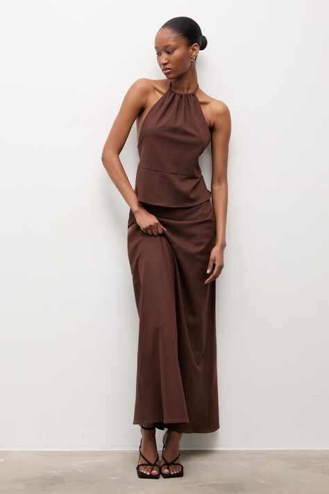 Answear.LAB komplet damski z lnem brązowy