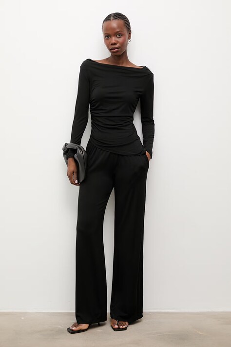 Answear Lab bluză și pantaloni culoarea negru