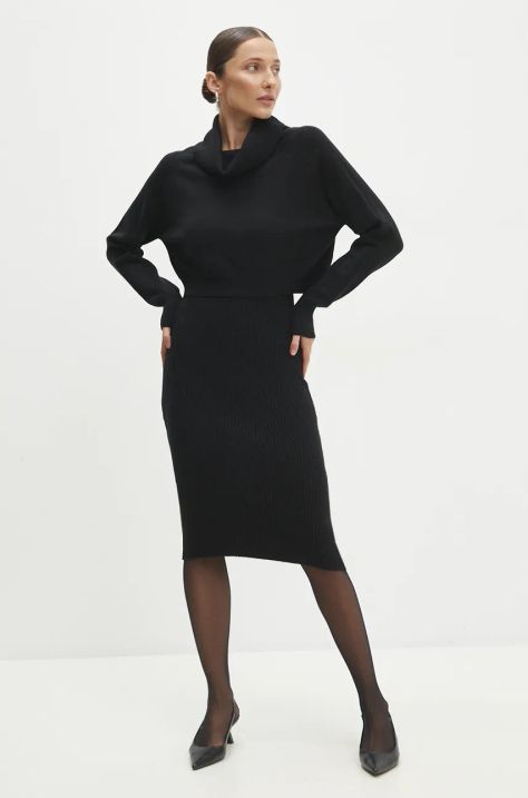 Šaty a svetr Answear.LAB černá barva, mini