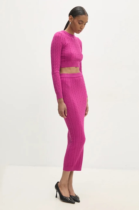 Answear.LAB sweter i spódnica kolor różowy