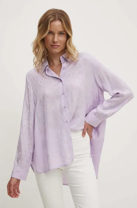 Сорочка Answear Lab жіноча колір фіолетовий regular класичний комір