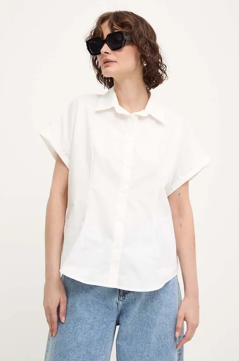 Хлопковая рубашка Answear Lab женская цвет белый relaxed классический воротник