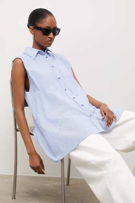 Answear.LAB koszula bawełniana damska kolor niebieski relaxed z kołnierzykiem klasycznym