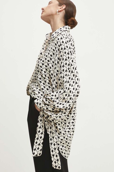 Answear.LAB ing női, galléros, bézs, relaxed