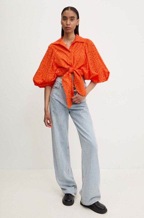 Answear.LAB pamut ing női, galléros, narancssárga, relaxed