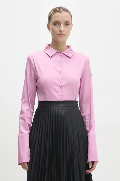 Košeľa Answear.LAB dámska, ružová farba, slim, s klasickým golierom