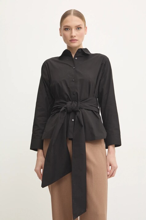 Хлопковая рубашка Answear.LAB женская цвет чёрный regular классический воротник