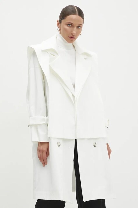 Trench kabt Answear Lab dmsk, bl barva, pechodn, oversize