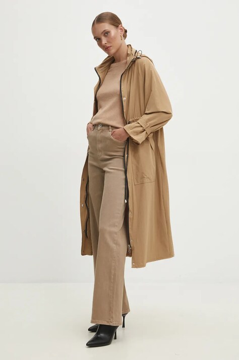 Kabát Answear.LAB dámský, hnědá barva, přechodný