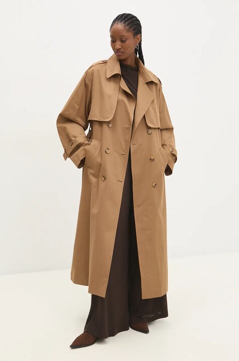 Answear.LAB balonkabát női, barna, átmeneti, kétsoros gombolású