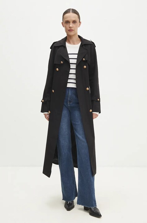 Answear.LAB trencz damski kolor czarny przejściowy