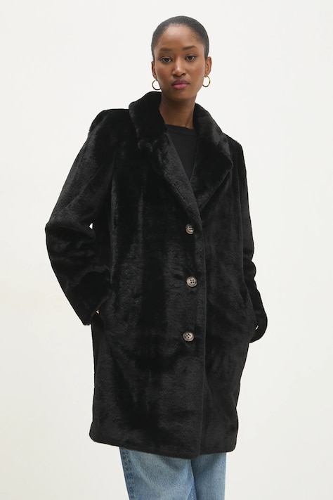 Answear Lab palton femei, culoarea negru, de tranzitie
