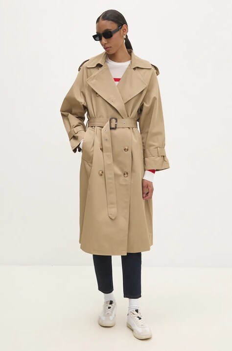 Trench kabát Answear.LAB dámský, béžová barva, přechodný
