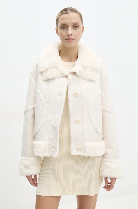 Kabát Answear.LAB dámský, béžová barva, přechodný