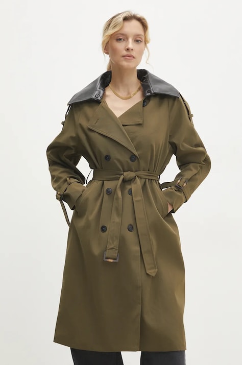 Bavlněný trenčkot Answear.LAB zelená barva