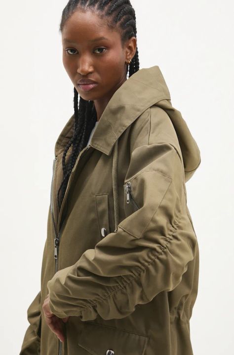 Answear.LAB kurtka damska kolor zielony przejściowa