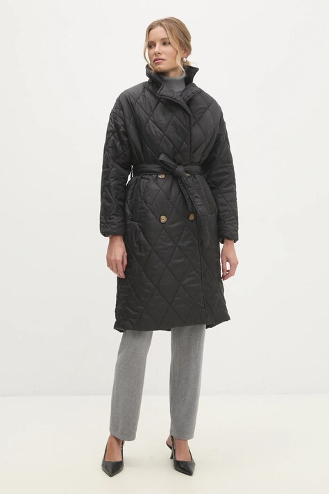 Пальто Answear.LAB жіночий колір чорний перехідний двобортний