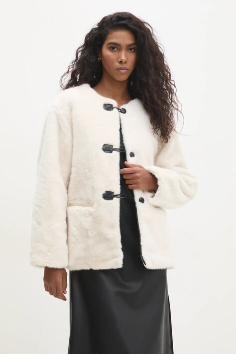 Answear Lab geaca femei, culoarea bej, de tranzitie, oversize