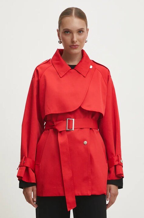 Trench kabt Answear Lab dmsk, erven barva, pechodn, oversize