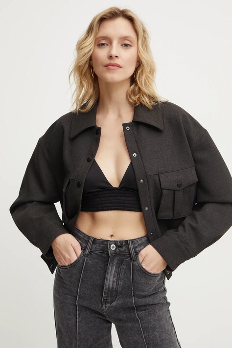 Answear Lab geaca femei, culoarea gri, de tranzitie