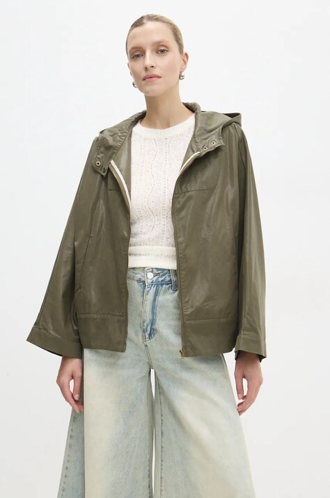 Answear Lab geaca femei, culoarea verde, de tranzitie, oversize