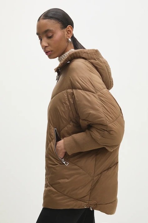 Answear Lab geaca femei, culoarea maro, de iarna, oversize