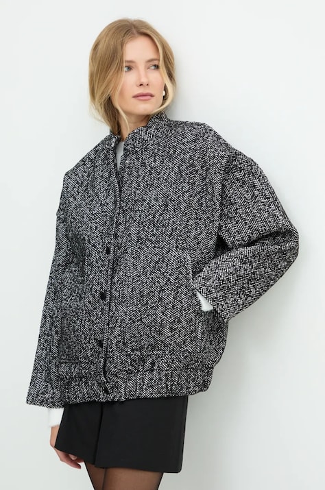 Μάλλινο μπουφάν Answear.LAB χρώμα: μαύρο