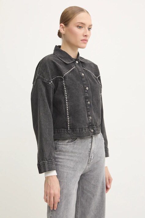 Džínová bunda Answear Lab dámská, černá barva, přechodná, oversize