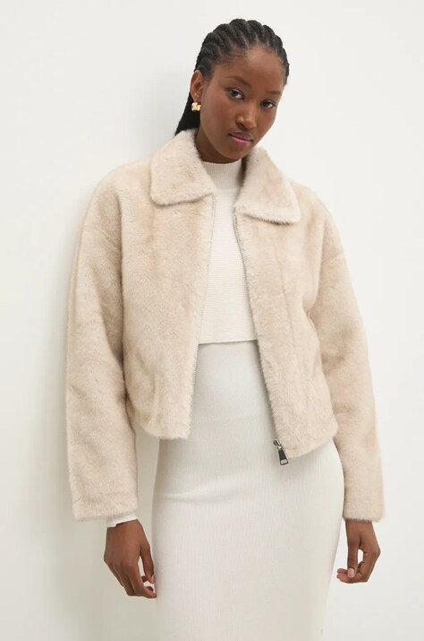 Answear Lab geaca femei, culoarea bej, de tranzitie, oversize