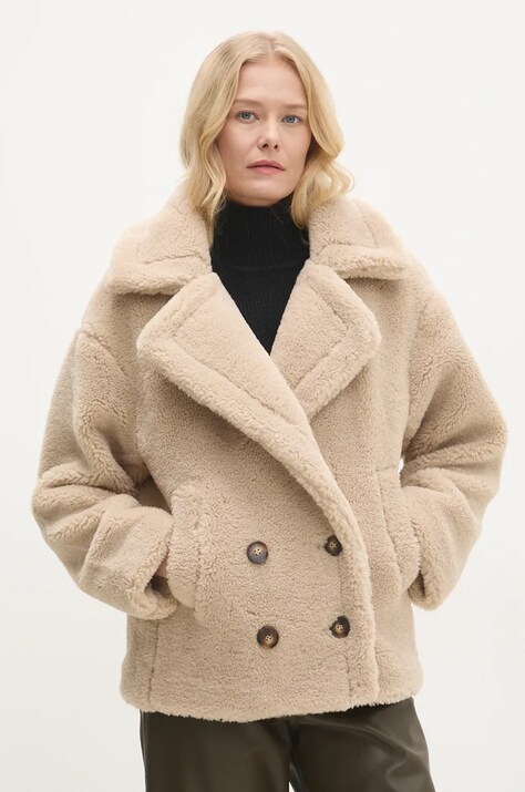 Answear Lab geaca femei, culoarea bej, de tranzitie, oversize