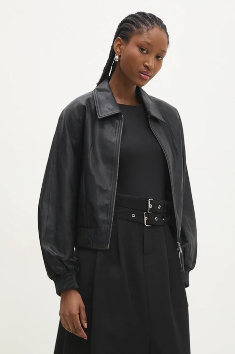 Answear Lab geaca bomber femei, culoarea negru, de tranzitie