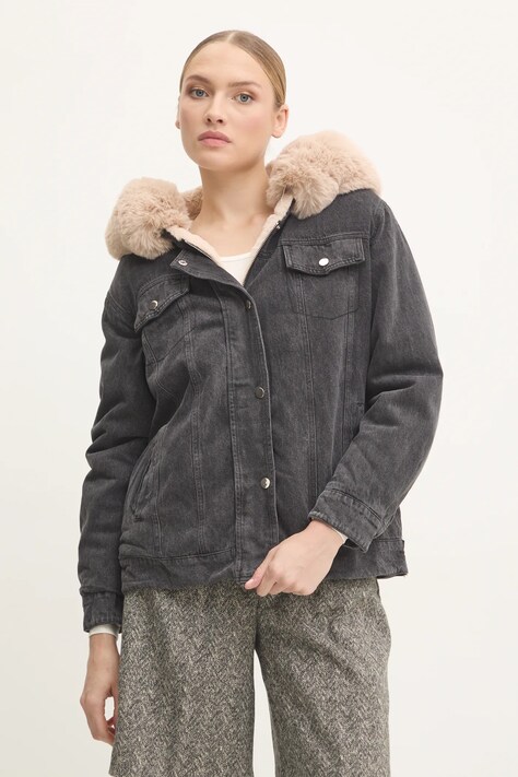 Answear Lab geaca cu doua fete femei, culoarea negru, de iarna, oversize