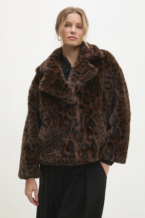 Answear Lab palton femei, culoarea maro, de tranzitie, oversize
