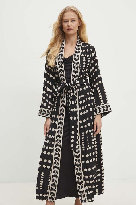 Answear Lab kimono culoarea negru, desfacut, modelator