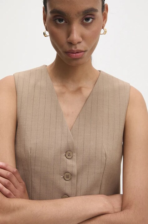 Безрукавка Answear.LAB цвет бежевый однобортный