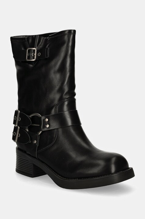 Answear Lab botine femei, culoarea negru, cu toc plat