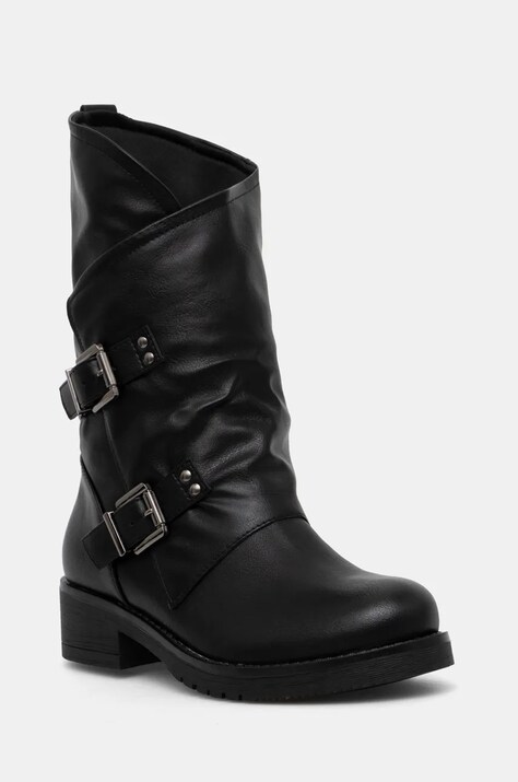 Answear Lab botine femei, culoarea negru, cu toc plat
