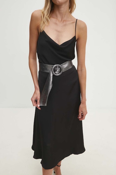 Answear Lab curea de piele femei, culoarea gri