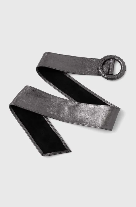 Kožený pásek Answear Lab dámský, šedá barva